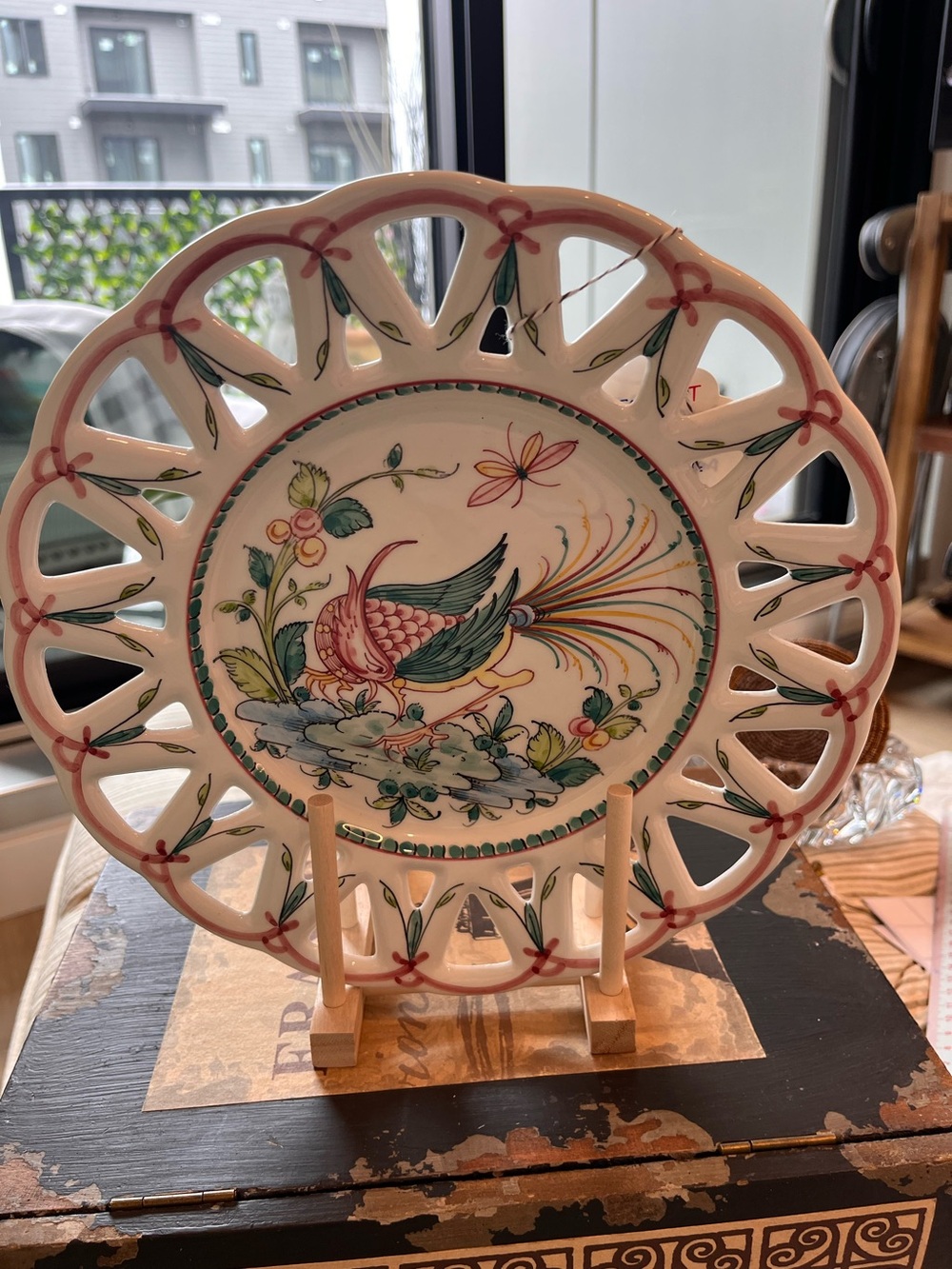 Vintage Anfora Agueda Hand Painted Portuguese Reticulated Bird Plate